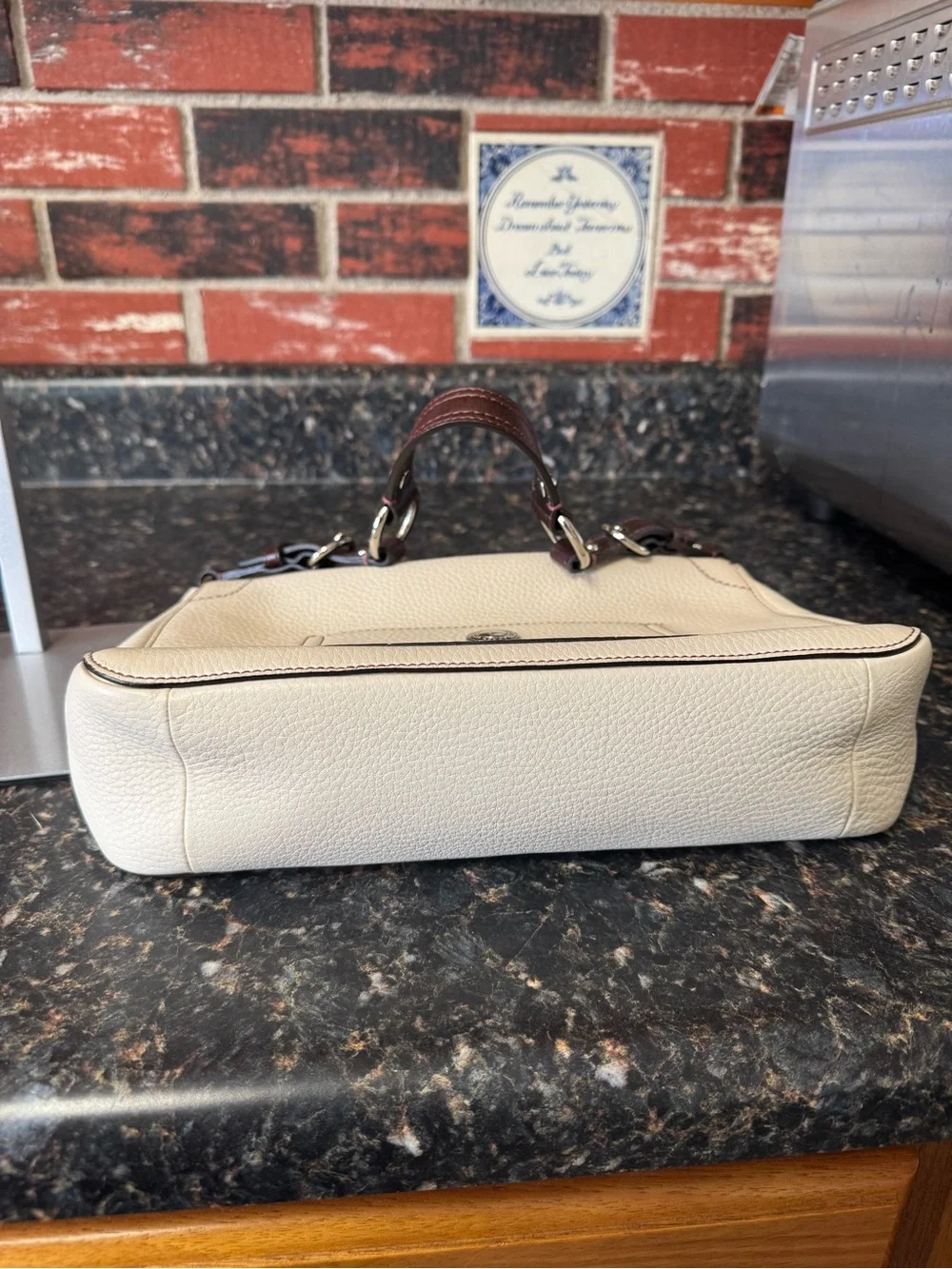 Coach Soho Pebbled Leather Turnlock Shoulder Bag 8A38 Chalk Ivory Y2K
